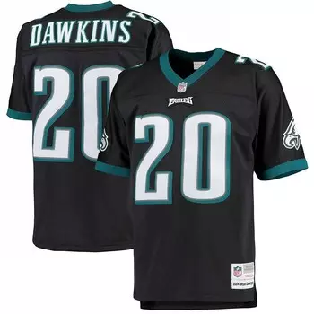 Мужская футболка Mitchell & Ness Brian Dawkins Black Philadelphia Eagles Big & Tall 2004, реплика вышедшего на пенсию игрока, цвет Eag Black