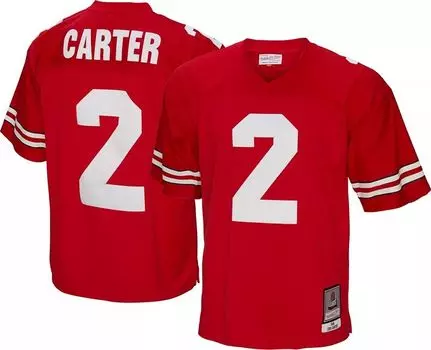 Мужская футболка Mitchell & Ness Buckeyes штата Огайо Крис Картер № 2 1986 года, красная реплика