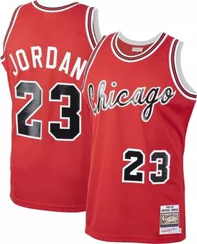 Мужская футболка Mitchell & Ness Chicago Bulls Michael Jordan № 23 1984-85 годов, красная.