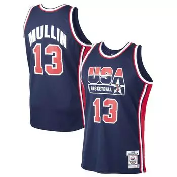 Мужская футболка Mitchell & Ness Chris Mullin Navy USA Basketball Home 1992 Dream Team Authentic Jersey