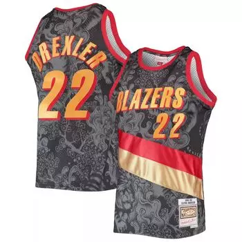 Мужская футболка Mitchell & Ness Clyde Drexler Black Portland Trail Blazers Hardwood Classics 1991-92 Lunar New Year Swingman Jersey