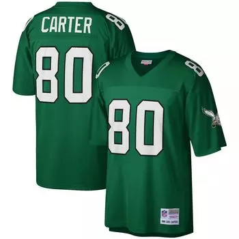 Мужская футболка Mitchell & Ness Cris Carter Kelly Green Philadelphia Eagles Legacy Replica Джерси