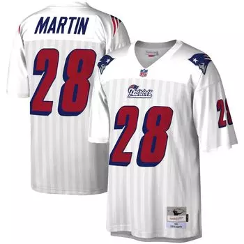 Мужская футболка Mitchell & Ness Curtis Martin White New England Patriots 1995 Legacy Replica Джерси