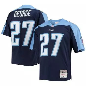 Мужская футболка Mitchell & Ness Eddie George Navy Tennessee Titans Big & Tall 1999 года, реплика вышедшего на пенсию игрока