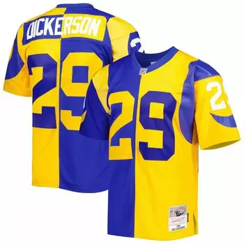 Мужская футболка Mitchell & Ness Eric Dickerson Royal/Gold Los Angeles Rams 1984 Split Legacy Replica Джерси