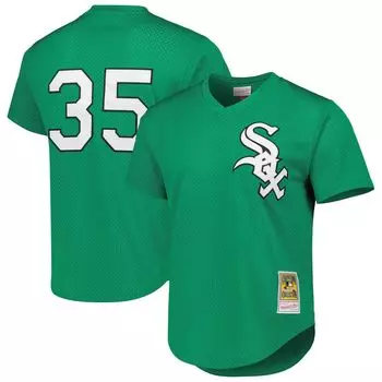 Мужская футболка Mitchell & Ness Frank Thomas Green Chicago White Sox Cooperstown Collection подлинная тренировочная майка ко Дню Святого Патрика 1996 года