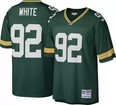 Мужская футболка Mitchell & Ness Green Bay Packers Reggie White № 92 1996 года с разрезом