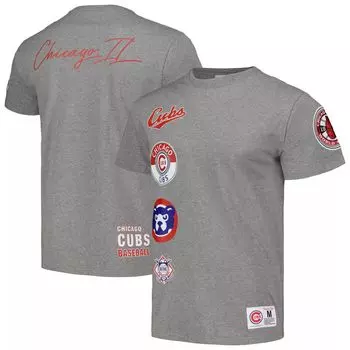 Мужская футболка Mitchell & Ness Heather Grey Chicago Cubs Cooperstown Collection City Collection