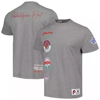 Мужская футболка Mitchell & Ness Heather Grey Philadelphia Phillies Cooperstown Collection City Collection