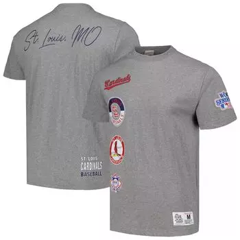 Мужская футболка Mitchell & Ness Heather Grey St. Louis Cardinals Cooperstown Collection City Collection