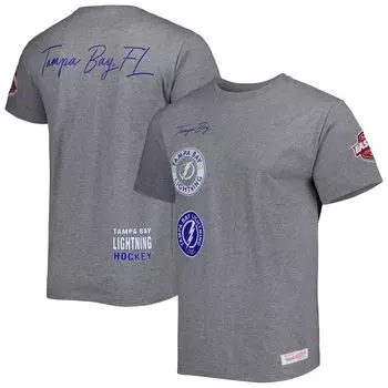 Мужская футболка Mitchell & Ness Heather Grey Tampa Bay Lightning City Collection