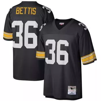 Мужская футболка Mitchell & Ness Jerome Bettis Black Pittsburgh Steelers Big & Tall 1996, реплика вышедшего на пенсию игрока
