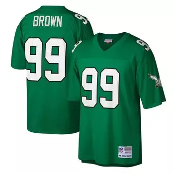 Мужская футболка Mitchell & Ness Jerome Brown Kelly Green Philadelphia Eagles Legacy Replica Джерси