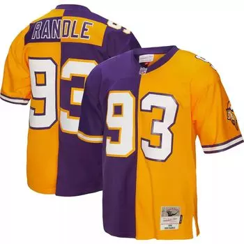 Мужская футболка Mitchell & Ness John Randle фиолетового/золотого цвета Minnesota Vikings 1998 Split Legacy Replica Джерси