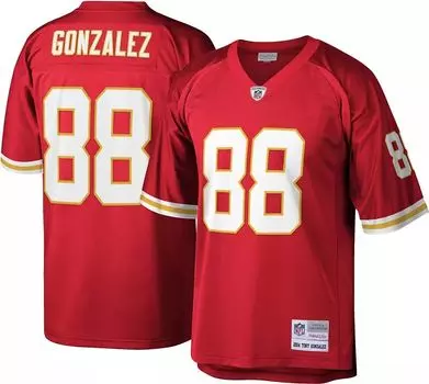 Мужская футболка Mitchell & Ness Kansas City Chiefs Tony Gonzalez # 88, 2004 г., домашняя футболка с возвратом