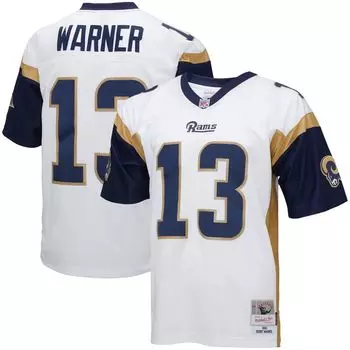 Мужская футболка Mitchell & Ness Kurt Warner White Los Angeles Rams Big & Tall 2001, реплика вышедшего на пенсию игрока