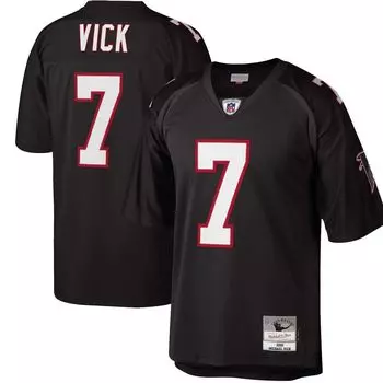 Мужская футболка Mitchell & Ness Michael Vick Black Atlanta Falcons Big & Tall 2002, реплика вышедшего на пенсию игрока