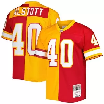 Мужская футболка Mitchell & Ness Mike Alstott оранжево-красная Tampa Bay Buccaneers 1996 Split Legacy Replica Jersey, цвет Buc Orange