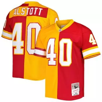 Мужская футболка Mitchell & Ness Mike Alstott оранжево-красная Tampa Bay Buccaneers 1996 Split Legacy Replica Jersey