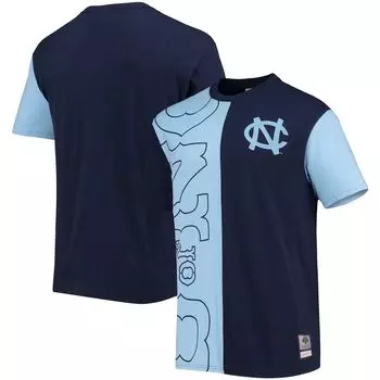 Мужская футболка Mitchell & Ness Navy/Carolina Blue North Carolina Tar Heels Play By Play 2.0