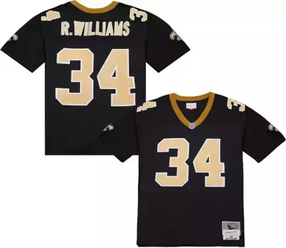 Мужская футболка Mitchell & Ness New Orleans Saints Ricky Williams № 34, 1999 г., черная футболка с возвратом