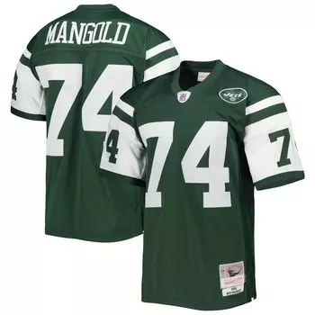 Мужская футболка Mitchell & Ness Nick Mangold Green New York Jets 2006 Legacy Replica Джерси