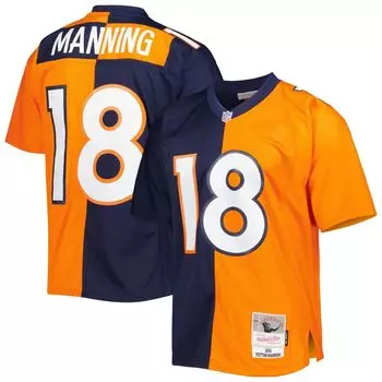 Мужская футболка Mitchell & Ness Peyton Manning темно-синего/оранжевого цвета Denver Broncos 2015 Split Legacy Replica Jersey