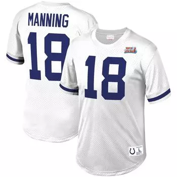 Мужская футболка Mitchell & Ness Peyton Manning White Indianapolis Colts с именем и номером игрока в сетку