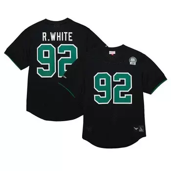 Мужская футболка Mitchell & Ness Reggie White Black Philadelphia Eagles с именем и номером игрока в сетку, цвет Eag Black