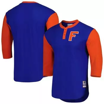 Мужская футболка Mitchell & Ness Royal Florida Gators Legendary Henley с рукавами 3/4