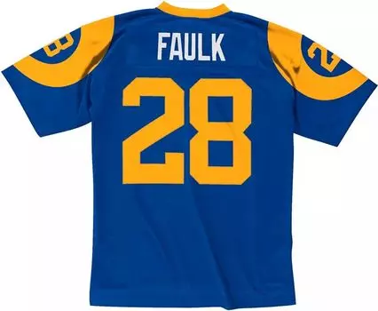 Мужская футболка Mitchell & Ness St. Louis Rams Marshall Faulk № 28, королевский синий возврат 1996 года