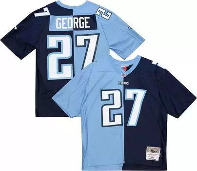 Мужская футболка Mitchell & Ness Tennessee Titans Эдди Джордж № 27, 1999 г., сплит-возврат