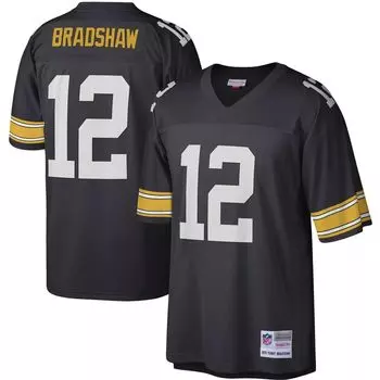 Мужская футболка Mitchell & Ness Terry Bradshaw Black Pittsburgh Steelers Legacy Replica Джерси
