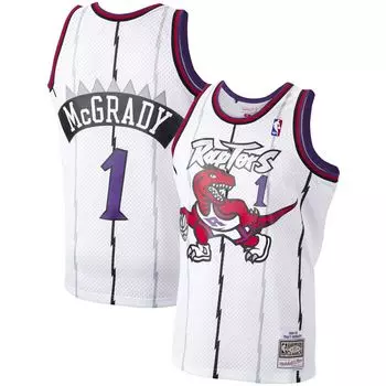 Мужская футболка Mitchell & Ness Tracy McGrady White Toronto Raptors 1998-99 гг. из твердой древесины Classics Swingman Player