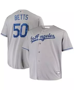 Мужская футболка mookie betts grey los angeles dodgers big and tall replica player джерси Profile, серый
