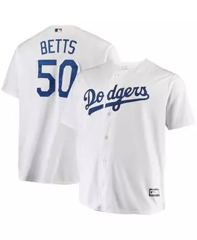 Мужская футболка mookie betts white los angeles dodgers big and tall replica player Profile, белый