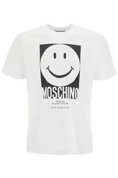 Мужская футболка Moschino с принтом «Смайлик», белый