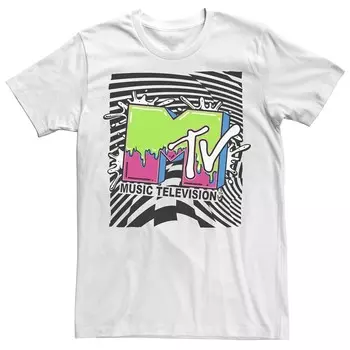 Мужская футболка MTV Slime в клетку с логотипом Licensed Character, белый