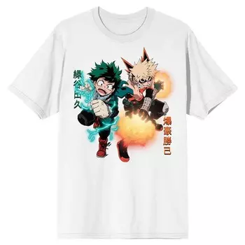 Мужская футболка My Hero Academia Deku & Bakugo Licensed Character, белый