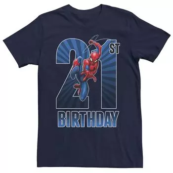 Мужская футболка на 21-й день рождения с изображением Человека-паука Marvel Licensed Character