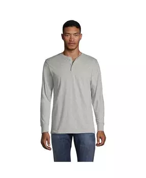 Мужская футболка на пуговицах с длинными рукавами Super-T для высоких мужчин Lands' End