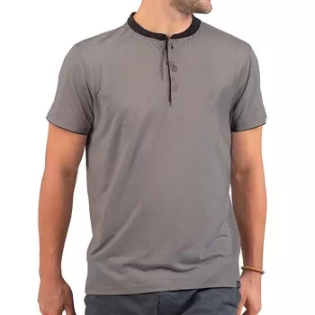 Мужская футболка на пуговицах с короткими рукавами и контрастной окантовкой Mio Marino, цвет Dark Gray