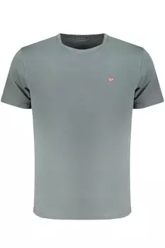 Мужская футболка Napapijri хлопковая с вышивкой, серо-зеленый