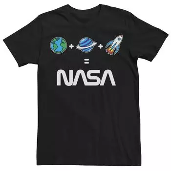 Мужская футболка NASA Earth Plus Planet Plus Rocket Is NASA с эмодзи Licensed Character