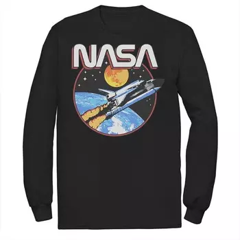 Мужская футболка NASA с длинными рукавами и рисунком в стиле ретро Lift Off Space Licensed Character, черный