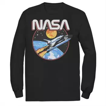 Мужская футболка NASA с длинными рукавами и рисунком в стиле ретро Lift Off Space Licensed Character