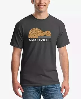 Мужская футболка Nashville с принтом гитары Word Art LA Pop Art, серый