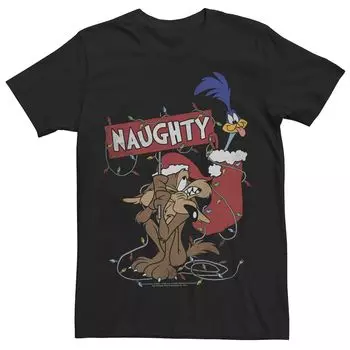 Мужская футболка Naughty Christmas Road Runner & Wile E. Coyote Looney Tunes Licensed Character