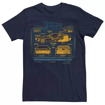Мужская футболка «Назад в будущее» Delorean Schematic Licensed Character, темно-синий