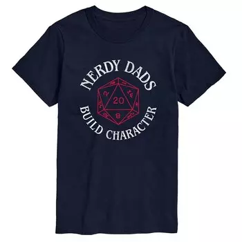 Мужская футболка Nerdy Dads Build Персонаж Dungeons & Dragons D20 с графическим рисунком Licensed Character, темно-синий